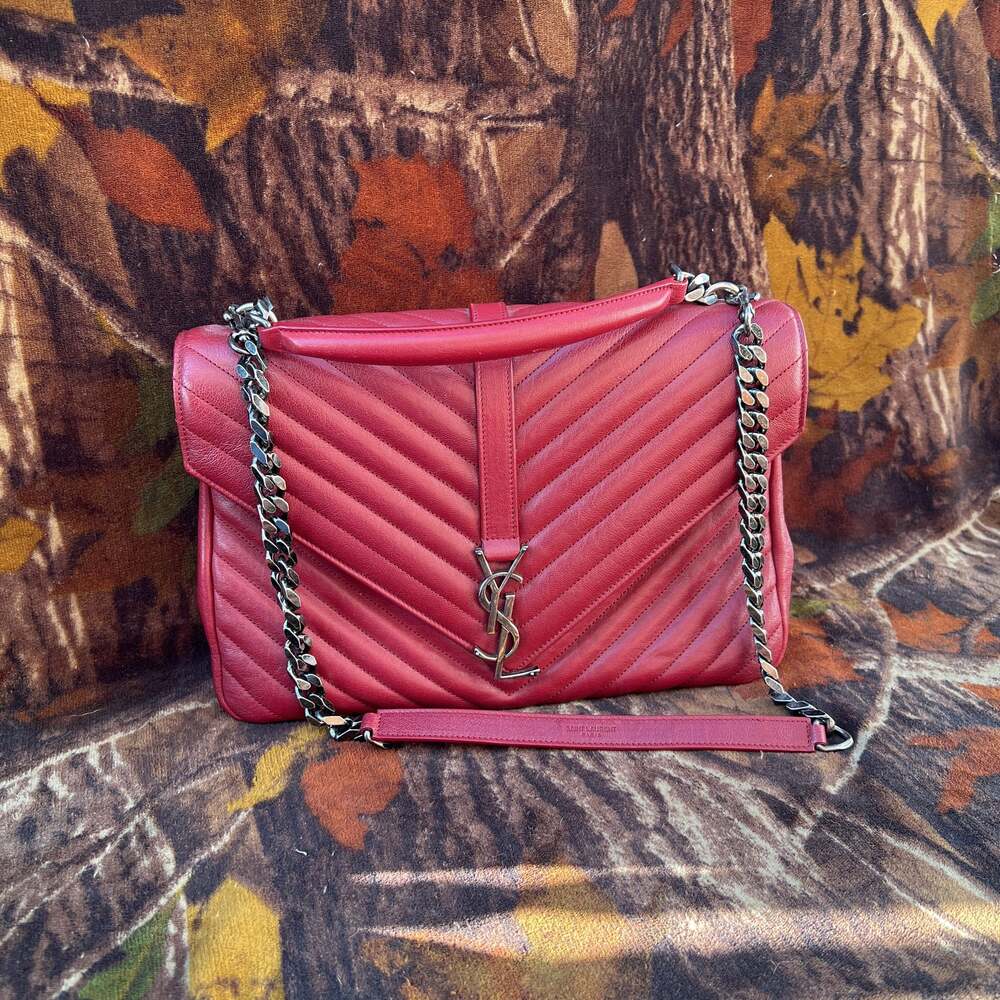 Saint Laurent Red Leather Large College Shoulder Bag